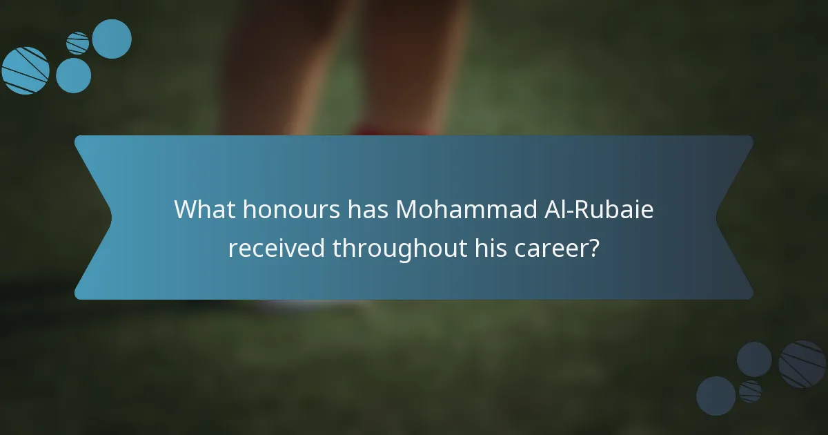 What honours has Mohammad Al-Rubaie received throughout his career?